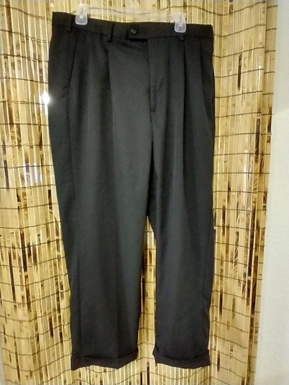 Perry Ellis Portfolio Black Pleated Dress Pants Trousers Size 38x30